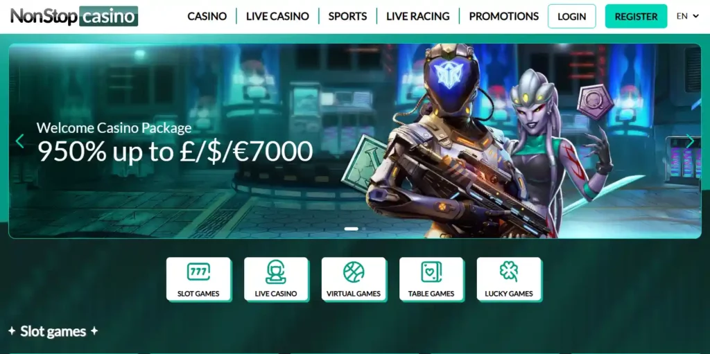 NonStop Casino main screen