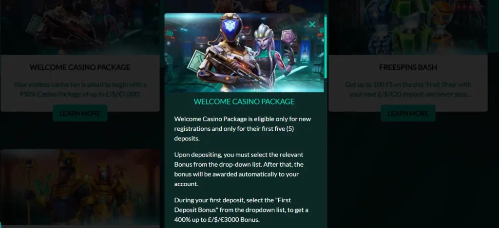 NonStop Casino welcome bonus
